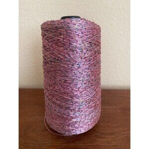 Fancy Cone Yarn Pink Rainbow Sequins Thread Clothes Needlework 460g  #422